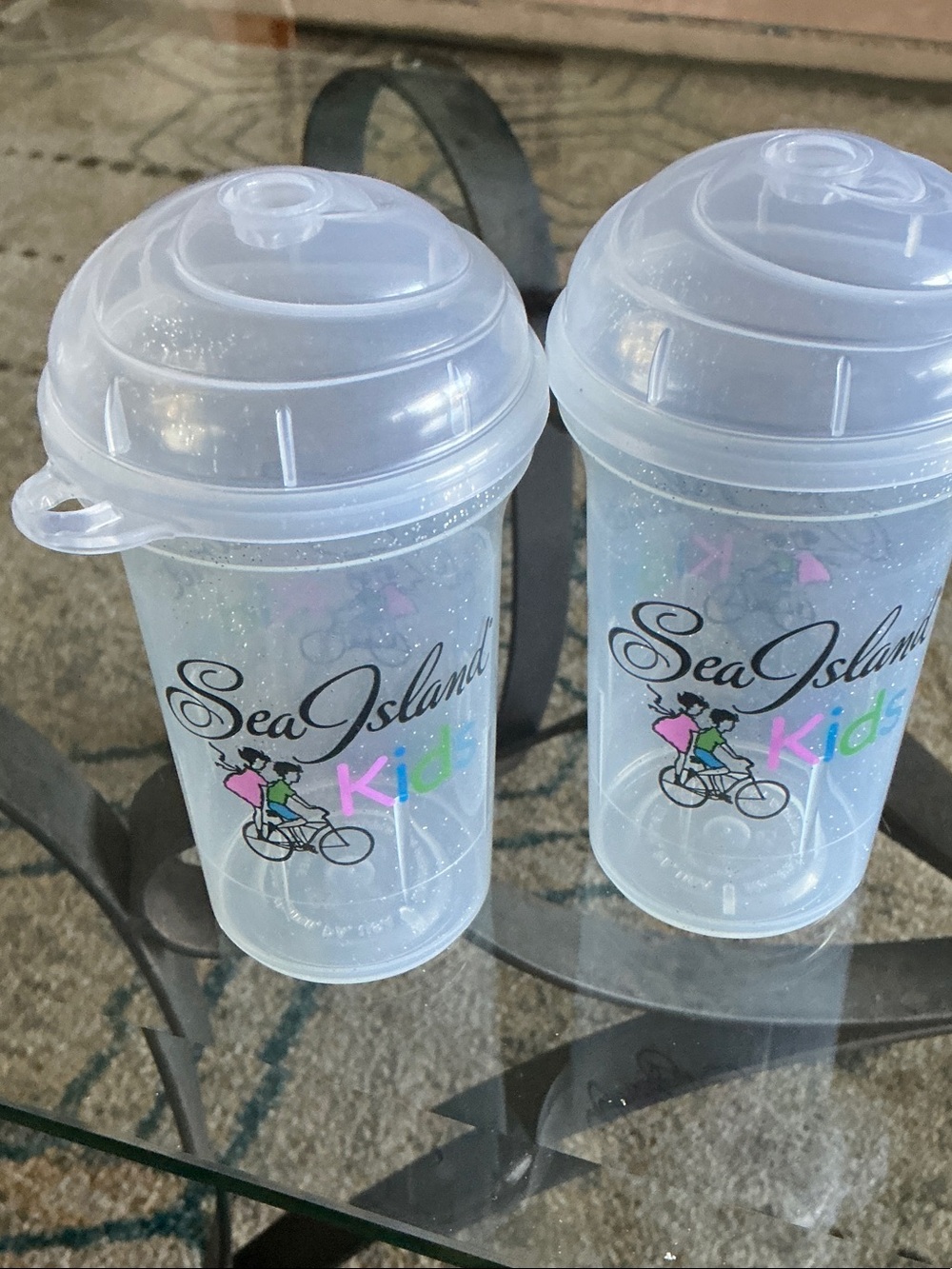 Sea Island Kids Cups with lids & carry holders.